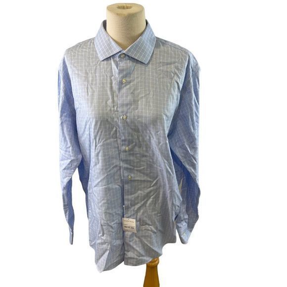 NWT NORDSTROM Light Blue White Waffle Print Long Sleeve Button Down Dress Shirt - Picture 10 of 10